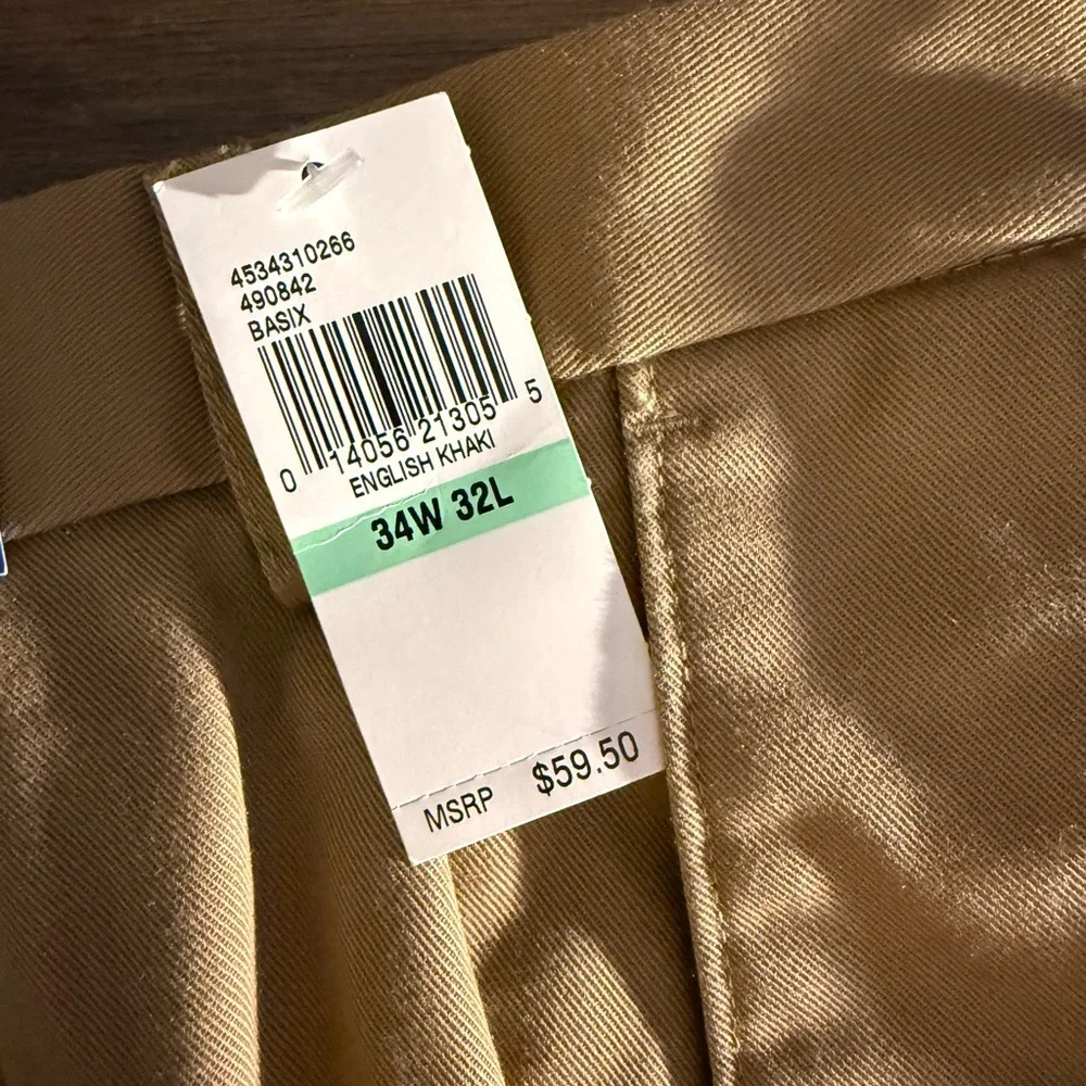 NWT IZOD American Chino Pants | Men’s 34x32 | Straight Fit | Khaki - Picture 3 of 7